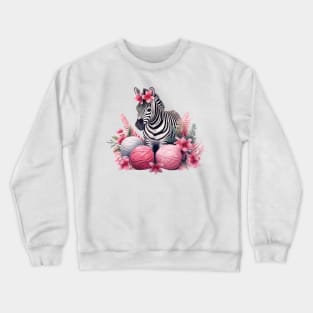 Pink Christmas Zebra Crewneck Sweatshirt